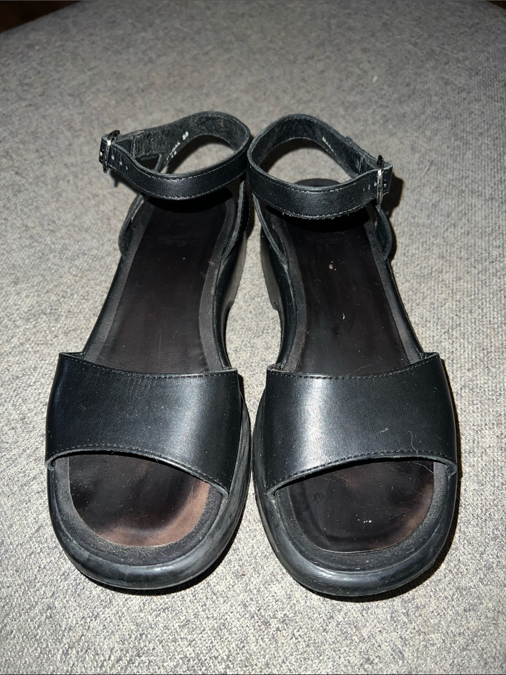 Dansko Black Ankle Strap Platform Sandals 8